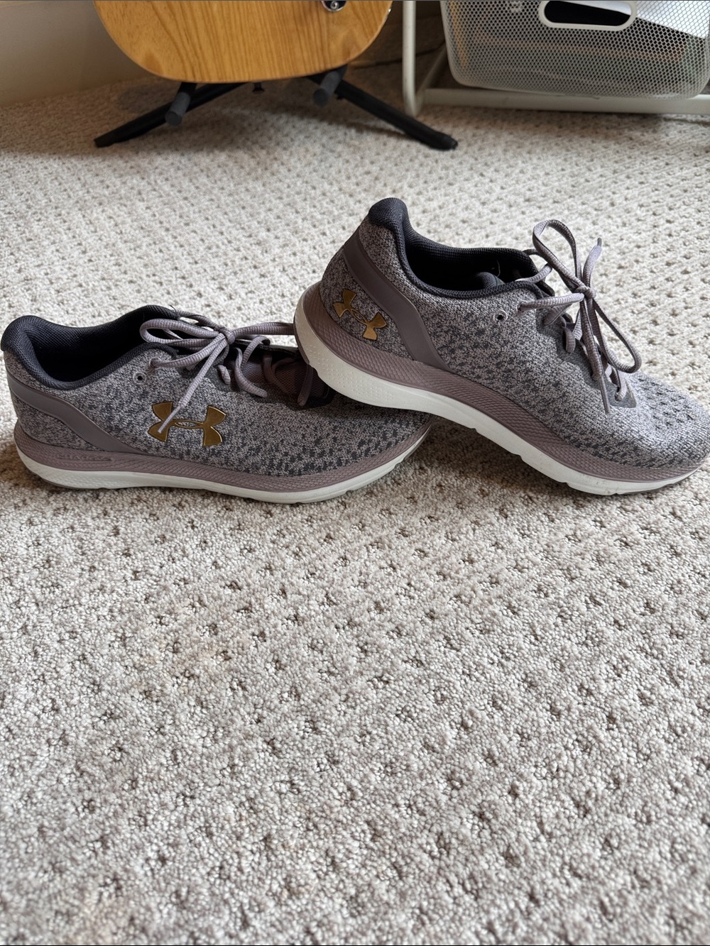 Under Armour Women’s Gray/Purple Knit Running Sneakers